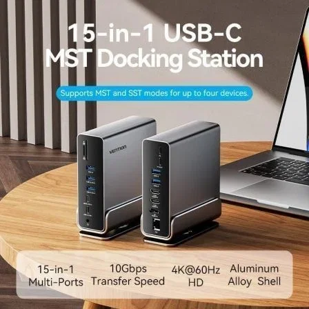 Vention Docking Station USB-C 15 en 1 Gris Vention Docking Station USB-C 15 en 1 Gris